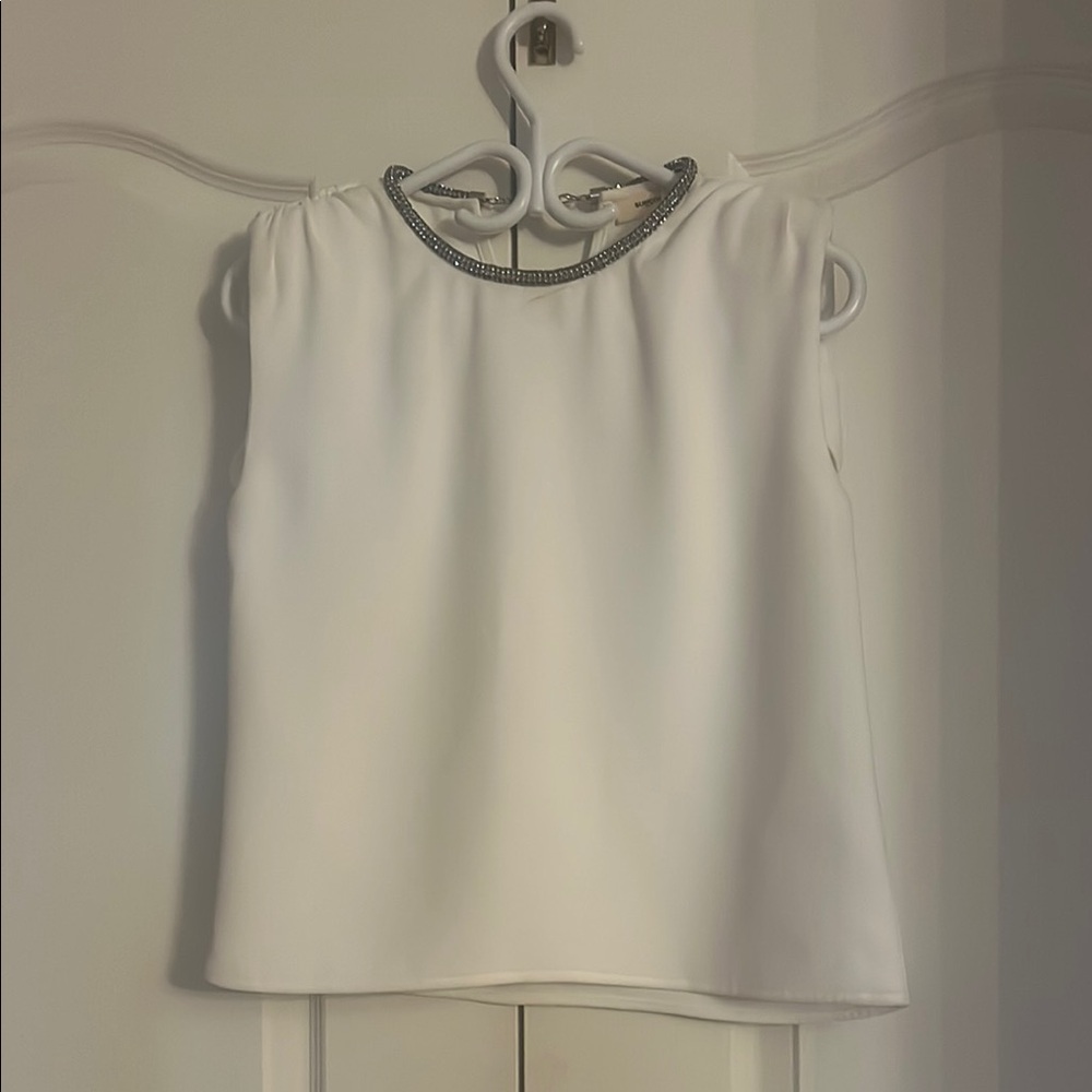 SUNCOO White Sleeveless Camisole with Embellished Neckline